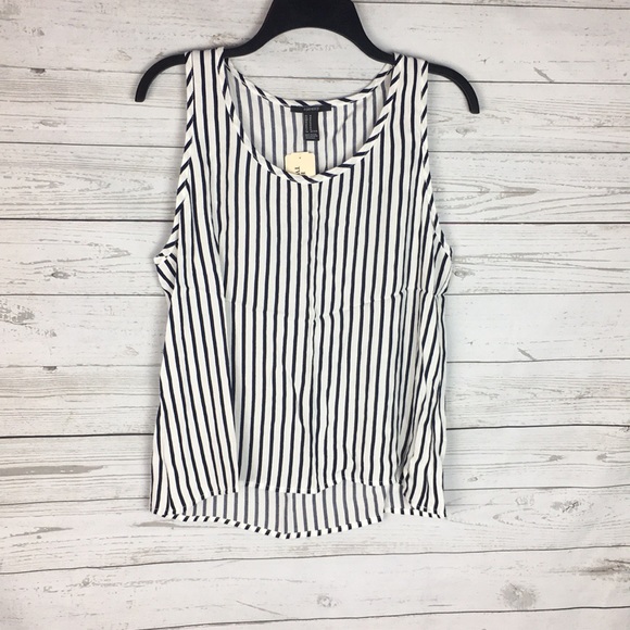 Forever 21 Tops - White & Navy Striped Tank